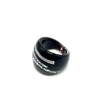Handmade Glass Acrylic Ring Streak Silver Edge Urban Infinity Band