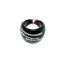 Handmade Glass Acrylic Ring Streak Silver Edge Urban Infinity Band