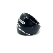 Handmade Glass Acrylic Ring Streak Silver Edge Urban Infinity Band
