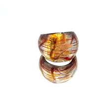 Handmade Glass Acrylic Ring Symphony Amber Stroke Silver Infinity Band