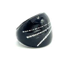 Handmade Glass Acrylic Ring Urban Edge Silvery Streaked Infinity Band