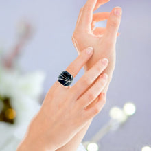 Handmade Glass Acrylic Ring Urban Edge Silvery Streaked Infinity Band