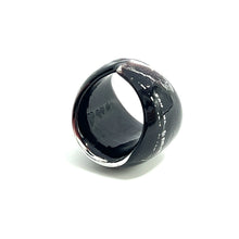 Handmade Glass Acrylic Ring Urban Edge Silvery Streaked Infinity Band