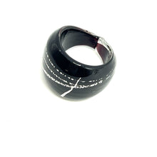 Handmade Glass Acrylic Ring Urban Edge Silvery Streaked Infinity Band