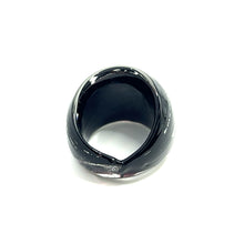 Handmade Glass Acrylic Ring Urban Edge Silvery Streaked Infinity Band