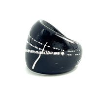 Handmade Glass Acrylic Ring Urban Edge Silvery Streaked Infinity Band
