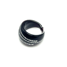 Handmade Glass Acrylic Ring Urban Edge Streak Silver Infinity Band