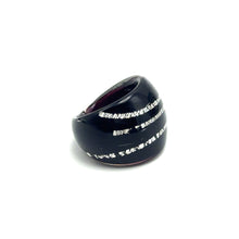 Handmade Glass Acrylic Ring Urban Edge Streak Silver Infinity Band