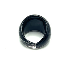 Handmade Glass Acrylic Ring Urban Silver Edge Streak Infinity Band