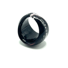 Handmade Glass Acrylic Ring Urban Silver Edge Streak Infinity Band