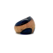 Handmade Glass Acrylic Ring Veils Floral Navy Gold Infinity Band