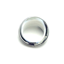 Handmade Glass Acrylic Ring White Harmony Plum Infinity Band