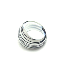 Handmade Glass Acrylic Ring White Harmony Plum Infinity Band