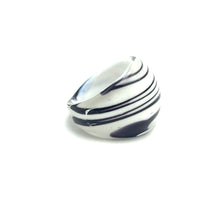 Handmade Glass Acrylic Ring White Harmony Plum Infinity Band