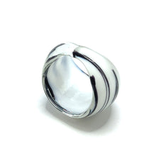 Handmade Glass Acrylic Ring White Plum Harmony Infinity Band