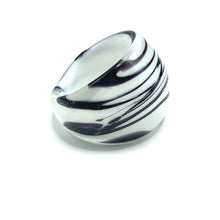Handmade Glass Acrylic Ring White Plum Harmony Infinity Band