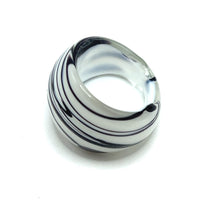 Handmade Glass Acrylic Ring White Plum Harmony Infinity Band