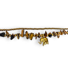 Handmade Bracelet Goldstone Trinket Charms Elephant with Bells Beaded 8 Inch Jewelry