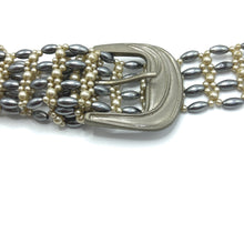 Handmade Retro Grey and White Pearl Buckled Belt Unique Giftware