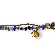 Handmade Bracelet Lapiz Trinket Charms Elephant with Bells Beaded 8 Inch Jewelry