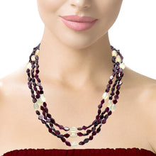 Handmade Natural Garnet Plain Hexagon & Chalcedony Nugget Gemstone Beaded 18.9’’ Necklace Timeless Elegance Jewelry