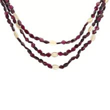 Handmade Natural Garnet Plain Hexagon & Chalcedony Nugget Gemstone Beaded 18.9’’ Necklace Timeless Elegance Jewelry