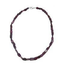 Handmade Natural Garnet Tube Bead 15’’ Necklace Smooth Plain Gemstone Jewelry - Necklace