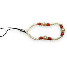 Handmade Mobile Strip  Coral Colored, Freshwater Pearls Natural Gemstone Phone Lanyard