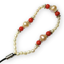 Handmade Mobile Strip  Coral Colored, Freshwater Pearls Natural Gemstone Phone Lanyard