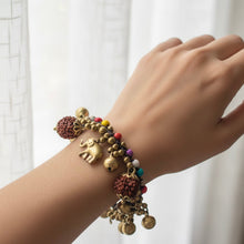 Handmade Natural Rudraksh Seed Beaded Bracelet featuring Elephant Bells Jewelry - Bracelet