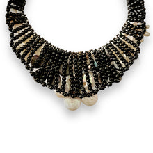 Handmade Necklace 20inch with White Gray Freshwater Pearls and Water Shell Choker