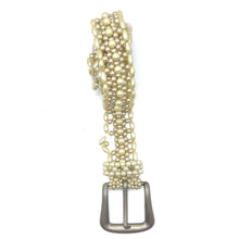 Handmade Bullet Shaped Ivory Pearl Trapezoid Buckle Belt