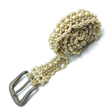 Handmade Bullet Shaped Ivory Pearl Trapezoid Buckle Belt