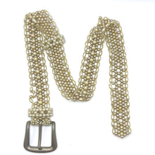 Handmade Bullet Shaped Ivory Pearl Trapezoid Buckle Belt
