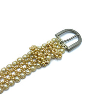 Handmade Pearl Mesh Design Buckled Belt Unique Men's Wear