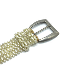 Handmade Pearl Barrel Shaped Trapezoidal Buckle Belt