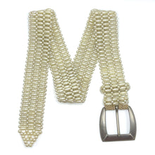 Handmade Pearl Barrel Shaped Trapezoidal Buckle Belt