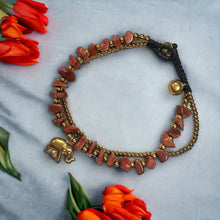 Handmade Tiger’s Eye Beaded Bracelet with Elephant Charm & Bells Protective Gemstone Trinket Jewelry - Bracelet