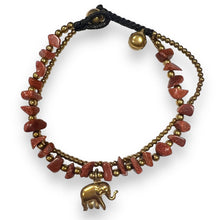 Handmade Tiger’s Eye Beaded Bracelet with Elephant Charm & Bells Protective Gemstone Trinket Jewelry - Bracelet