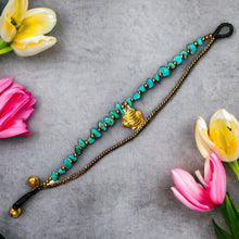 Handmade Bracelet Turquoise Trinket Charms Lucky Fish with Bells Beaded 8 Inch Jewelry