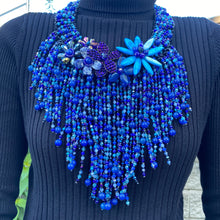 Handmade Waterfall Necklace Royal Blue 18