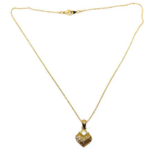 Heart Pendant Necklace Warm Yellow Tone Plated with White Rhinestone – Chic Romantic Jewelry - Necklace