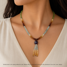 Iolite Natural, Peridot, Citrine, Aquamarine, Spessartite, and Amethyst Necklace