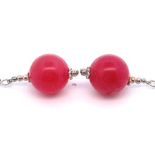 Jade Light Red 14mm Ball Plain Dangle Gemstone Earrings