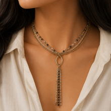 Lariat Station Necklace with Simulated Pearl and Chain Detailing – Elegant Drop Necklace for Evening Outfits - Necklace