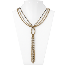 Lariat Station Necklace with Simulated Pearl and Chain Detailing – Elegant Drop Necklace for Evening Outfits - Necklace