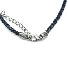 Light Blue Stone Pendant 16mm Drop Shape Glass Stone With Dark Twisted Cord Necklace Cool Tones Inspired By Calm Energy