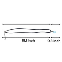 Light Blue Stone Pendant 16mm Drop Shape Glass Stone With Dark Twisted Cord Necklace Cool Tones Inspired By Calm Energy