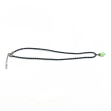 Light Green Pendant 16mm Drop Shape With Black Twisted Cord Glass Stone Necklace Nature Inspired Color With Clean