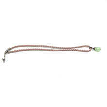 Light Green Pendant Drop Shape 16mm With Light Pink Twisted Cord Glass Stone Necklace Evoking Calm Fresh Visual Appeal